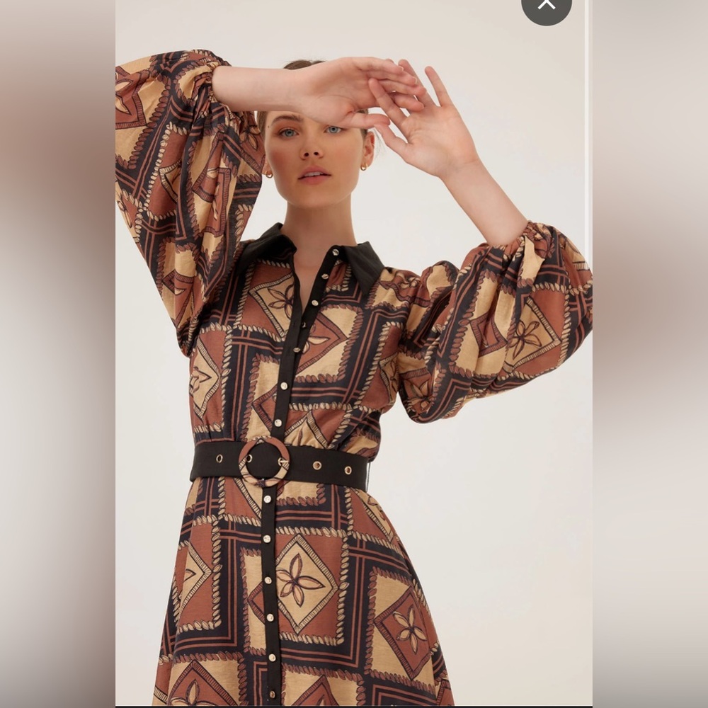 Keepsake The Label Vera Coffee Patchwork Dress - image 1